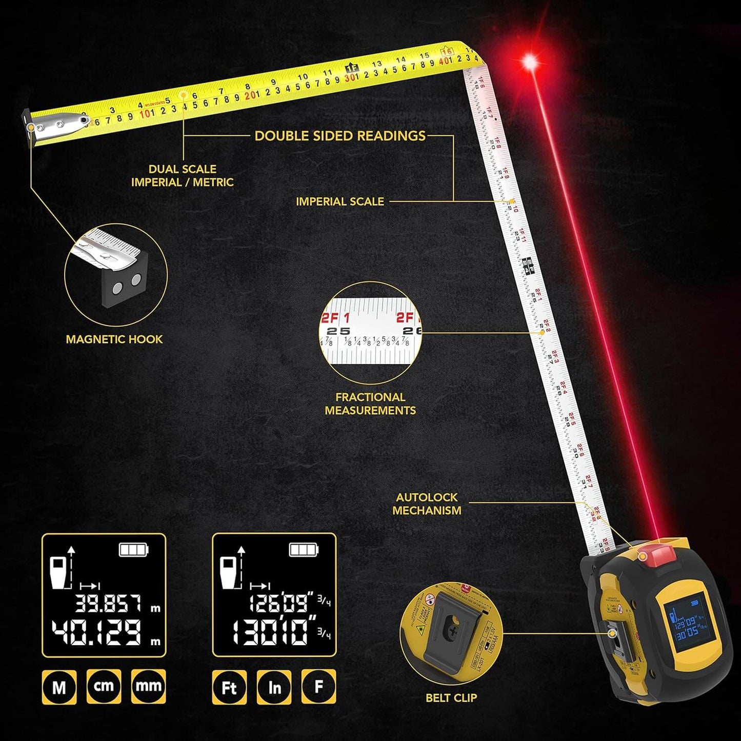 Homelae™ 2-in-1 Digital Laser Measuring Tape