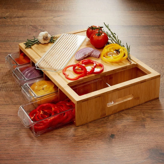 Homelae™ Bamboo Cutting Board W/ Containers